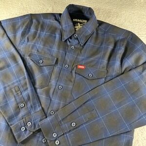 Dixxon Flannel Shirt Mens L Blue‎ Black Plaid The Purpose Cholo Biker Workwear